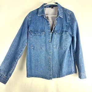 2010s 100% Cotton Denim Oversized Shirt Jacket S